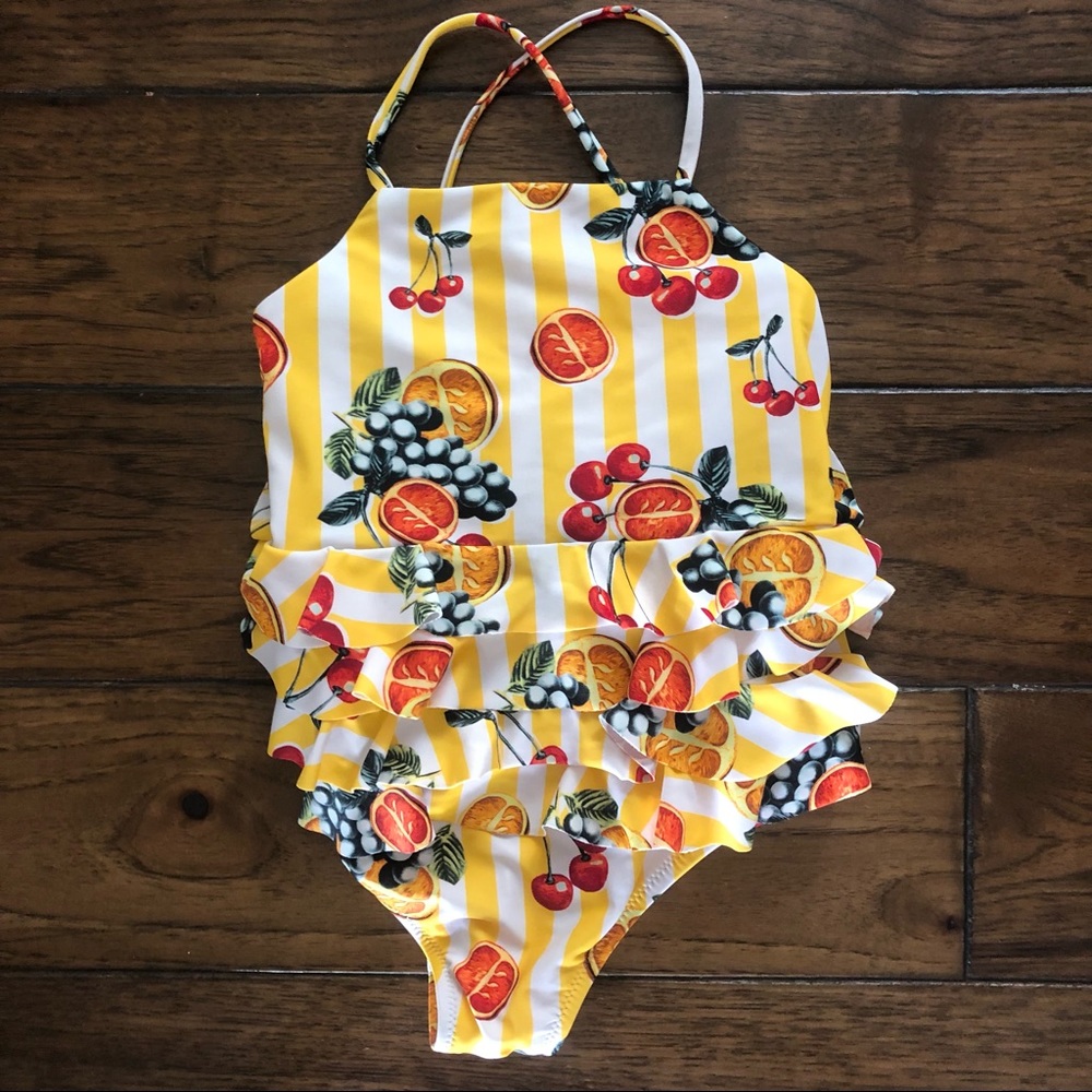 Show Me Your Mumu kids cherry ruffle bathing suit